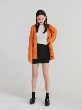 「model」｜「アイテム（ノーカラージャケット）」を使った、ANWAIIさん（レディース・165cm）の冬コーディネート