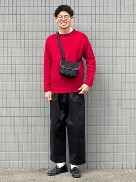 ショルダーバッグを使った 赤コーデ のメンズ人気ファッションコーディネート Wear