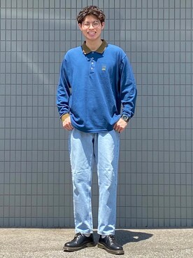 ポロシャツを使った 青コーデ のメンズ人気ファッションコーディネート Wear