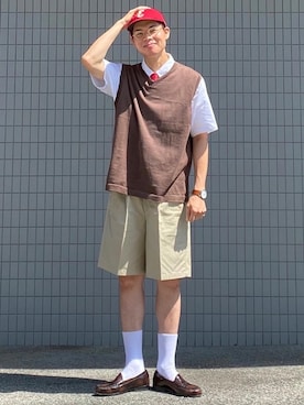 ベストを使った 赤コーデ のメンズ人気ファッションコーディネート Wear