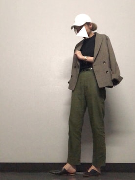 「スリッパ」｜「アイテム（ジャケット/アウター）」を使った、misakiさん（レディース・166cm）の夏コーディネート
