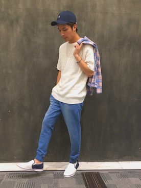 「アイテム（スリッポン）」を使った、太田さん（メンズ・172cm・20代）の夏コーディネート