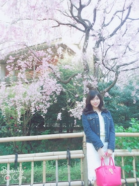 「CECIL McBEE（セシルマクビー）のアイテム（デニムジャケット）」を使った、yuunaさん（レディース・155cm）の夏コーディネート