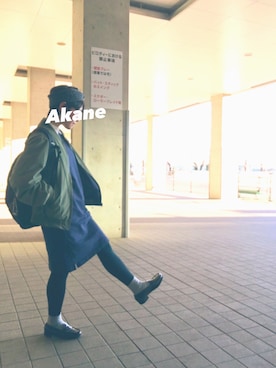 「ワンポイント」｜「アイテム（ブルゾン）」を使った、   茜 *・゜ さん（レディース・158cm）の冬コーディネート