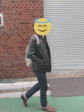 「Right-on（ライトオン）のアイテム（ライダースジャケット）」を使った、黒ネイルさん（メンズ・180cm）の春コーディネート