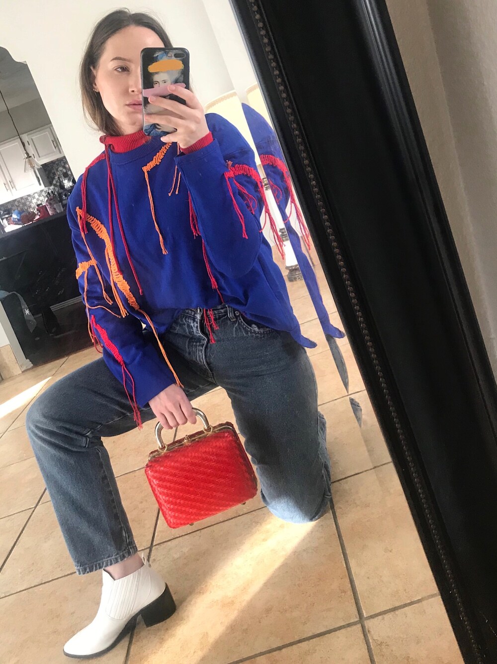 「colorblock、girl、VINTAGE、WEARBOOKエントリー、WEAR昭和部、WEAR、winter、fashion、STYLE、ZARA」｜「ZARAのアイテム（スウェット、ブルー系）」を使った、Natalia さん（レディース・153cm）の冬コーディネートの1枚目の写真