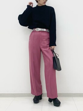 「PAGEBOY（ページボーイ）のハイネックウラケプルオーバー(トレーナー/スウェット)（スウェット）」を使った、くろみみさん（レディース・162cm）の秋コーディネート