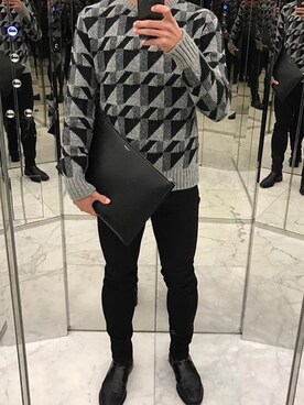 「SAINT LAURENT PARIS（サンローランパリ）のアイテム（ニット/セーター）」を使った、Tさん（メンズ・176cm）の冬コーディネート