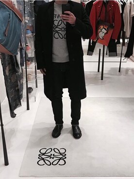 「DRIES VAN NOTEN（ドリスヴァンノッテン）のアイテム（チェスターコート）」を使った、Tさん（メンズ・176cm）の冬コーディネート
