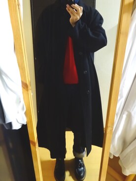 「Yohji Yamamoto（ヨウジヤマモト）のアイテム（ステンカラーコート）」を使った、NaOさん（メンズ・180cm）の春コーディネート