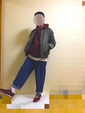 「BEAMS（ビームス）のアイテム（MA-1）」を使った、beansさん（メンズ・169cm）の冬コーディネート