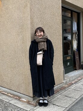 「アイテム（ステンカラーコート）」を使った、ヒナさん（レディース・154cm・20代）の冬コーディネート
