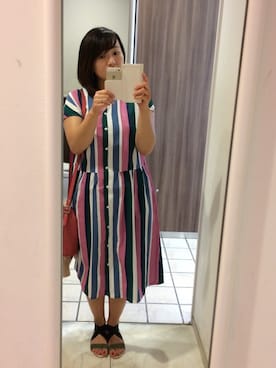 「POU DOU DOU（プードゥドゥ）のアイテム（シャツワンピース）」を使った、yuiさん（レディース・153cm）の夏コーディネート