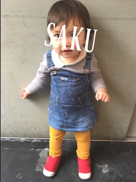 「MIKI HOUSE（ミキハウス）のアイテム（レギンス/スパッツ）」を使った、おう&さくさん（キッズ・80cm）の冬コーディネート