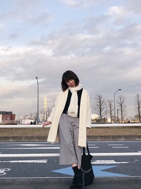 「niko and...（ニコアンド）のアイテム（ピーコート）」を使った、Kolate さん（レディース・158cm）の冬コーディネート