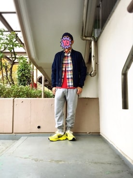 「ネルシャツ」｜「アイテム（MA-1）」を使った、tak@さん（メンズ・170cm）の冬コーディネート