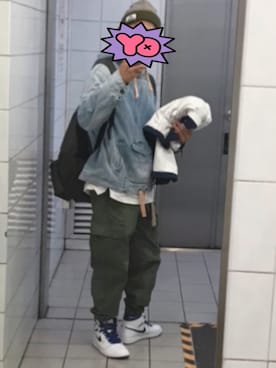 「BLUE BLUE（ブルーブルー）のアイテム（パーカー）」を使った、tak@さん（メンズ・170cm）の春コーディネート