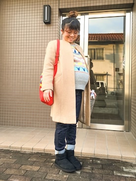 「chambre de charme（シャンブルドゥシャーム）のアイテム（その他アウター）」を使った、は む こさん（レディース・150cm）の冬コーディネート