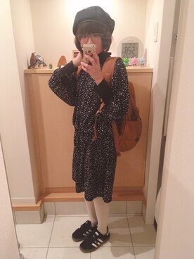 「白タイツ」｜「アイテム（ハンチング/ベレー帽）」を使った、は む こさん（レディース・150cm）の春コーディネート