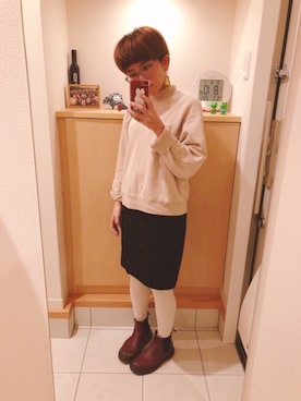 「白タイツ」｜「アイテム（その他）」を使った、は む こさん（レディース・150cm）の秋コーディネート