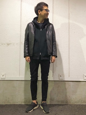 「ストリート服が好き」｜「アイテム（ライダースジャケット）」を使った、ムックンさん（メンズ・167cm）の秋コーディネート