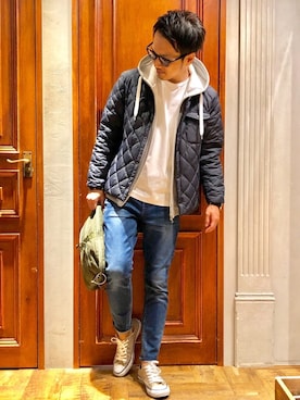 「BLUEY（ブルーイ）のアイテム」を使った、ムックンさん（メンズ・167cm）の秋コーディネート