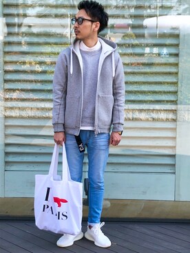 「BLUEY（ブルーイ）のアイテム」を使った、ムックンさん（メンズ・167cm）の春コーディネート