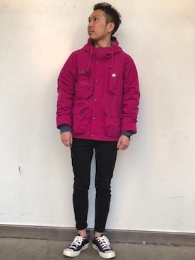「melple（メイプル）のアイテム（マウンテンパーカー）」を使った、ムックンさん（メンズ・167cm）の春コーディネート