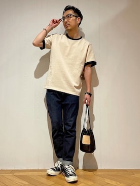 「SCYE BASICS（サイベーシックス）のアイテム（バッグ）」を使った、ムックンさん（メンズ・167cm）の春コーディネート