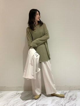 「SENSE OF PLACE by URBAN RESEARCH（センスオブプレイスバイアーバンリサーチ）のアイテム（ノーカラージャケット）」を使った、rinaさん（レディース・168cm）の冬コーディネート