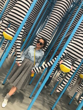「FOREVER 21（フォーエバー トゥエンティーワン）のアイテム（トップス、ブルー系）」を使った、minminiさん（レディース・153cm）の秋コーディネート
