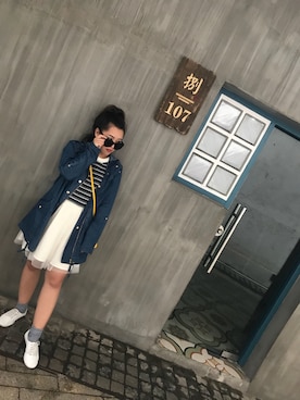 「FOREVER 21（フォーエバー トゥエンティーワン）のアイテム（ピーコート）」を使った、minminiさん（レディース・153cm）の秋コーディネート