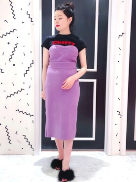 「リブニット」｜「アイテム（その他トップス）」を使った、ゆずさん（レディース・155cm）の夏コーディネート