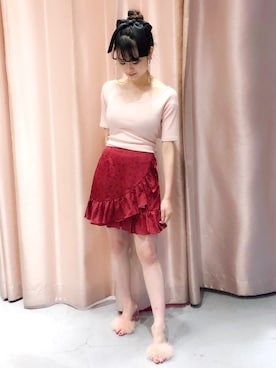「red」｜「アイテム（サンダル）」を使った、ゆずさん（レディース・155cm）の秋コーディネート