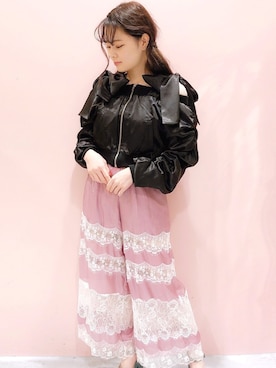 「リルリリー」｜「アイテム（MA-1）」を使った、ゆずさん（レディース・155cm）の秋コーディネート