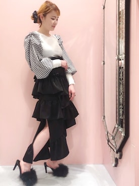 「アイテム（シュシュ）」を使った、ゆずさん（レディース・155cm）の冬コーディネート