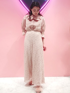 「リルリリー」｜「アイテム（オールインワン・サロペット）」を使った、ゆずさん（レディース・155cm）の春コーディネート