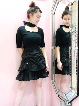 「アイテム（Tシャツ/カットソー、ブラック系）」を使った、ゆずさん（レディース・155cm）の夏コーディネート