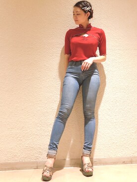 「アイテム（ヘアピン）」を使った、ゆずさん（レディース・155cm）の秋コーディネート