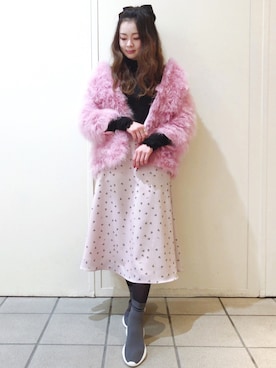 「LILICIOUS」｜「アイテム（その他アウター）」を使った、ゆずさん（レディース・155cm）の冬コーディネート