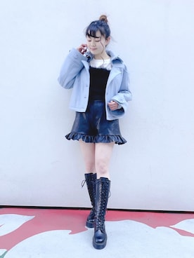 「LILICIOUS」｜「アイテム（その他アウター）」を使った、ゆずさん（レディース・155cm）の冬コーディネート