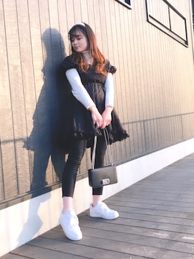 「リルリリー」｜「アイテム（チュニック）」を使った、ゆずさん（レディース・155cm）の冬コーディネート