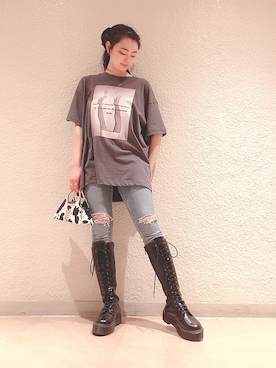 「アイテム（シュシュ）」を使った、ゆずさん（レディース・155cm）の春コーディネート