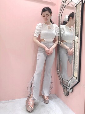 「アイテム（シュシュ）」を使った、ゆずさん（レディース・155cm）の春コーディネート