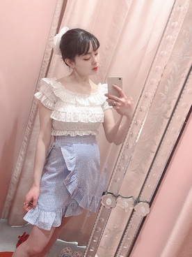 「アイテム（シュシュ）」を使った、ゆずさん（レディース・155cm）の春コーディネート