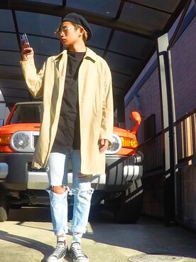 「ストリート服が好き」｜「アイテム（ハンチング/ベレー帽）」を使った、yu-taさん（メンズ・173cm）の秋コーディネート