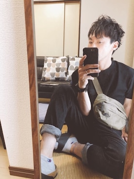 「THE NORTH FACE（ザノースフェイス）のGLAM HIP BAG（ボディバッグ/ウエストポーチ）」を使った、りうさん（メンズ・179cm）の夏コーディネート