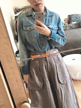 「ALLSAINTS（オールセインツ）のアイテム（シャツ/ブラウス、ブルー系）」を使った、Ann Anさん（レディース・163cm）の春コーディネート