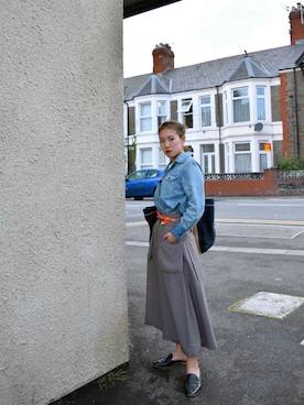 「ALLSAINTS（オールセインツ）のアイテム（シャツ/ブラウス、ブルー系）」を使った、Ann Anさん（レディース・163cm）の春コーディネート