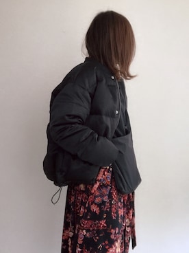 「スエット」｜「アイテム（シャツワンピース）」を使った、ハナコロさん（レディース・153cm）の冬コーディネート